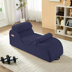 Mjkone Chaise Longue de Yoga en Velours Côtelé, Canapé de Yoga Incurvé avec Appui-Tête/Coussin Lombaire/Repose-Pieds Amovibles, Base Antidérapante