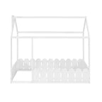 Lit cabane en bois avec barrière de sécurité pour enfants et adolescents, blanc
