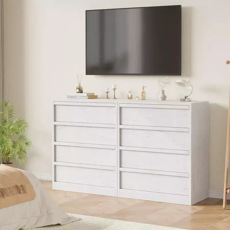 Commode de chambre à 4 tiroirs GustoWave, table de chevet blanche à 4 tiroirs avec grand rangement, petite commode de rangement pour entrée