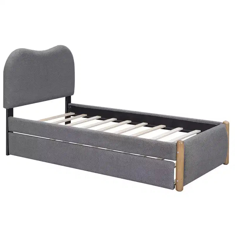 Cadre de lit plateforme rembourré pleine/double avec lit gigogne double – HABITRIO
