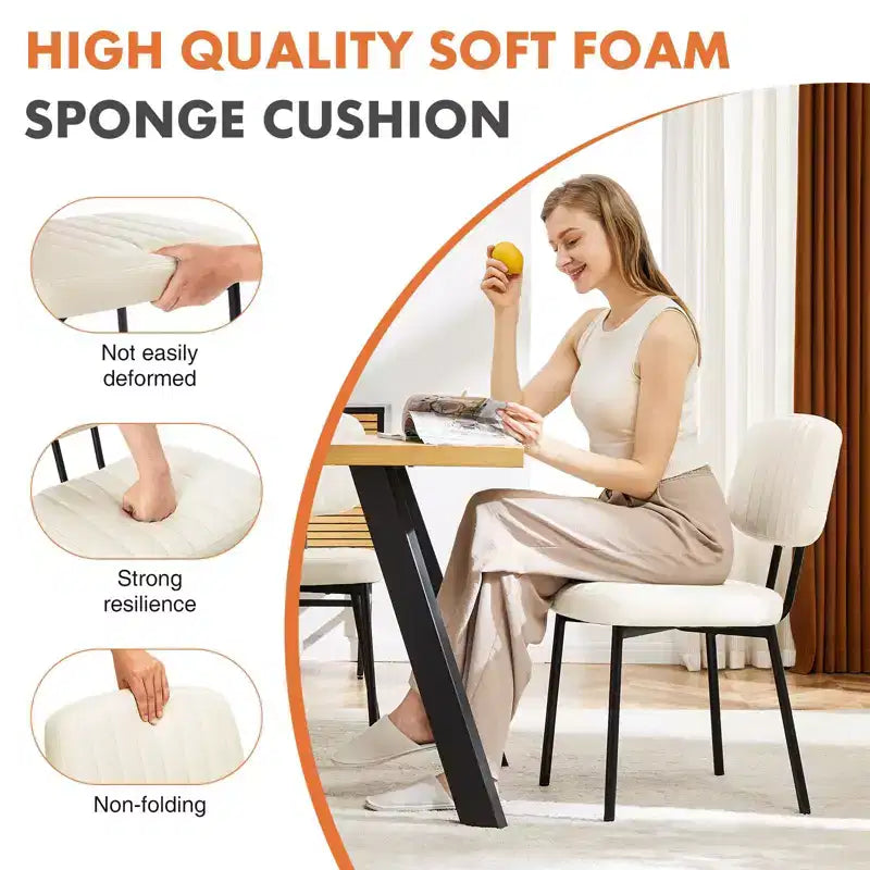 Okak Chaise de salle à manger capitonnée en similicuir avec cadre en métal, lot de 2 chaises d'appoint pour salle à manger, cuisine