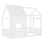 Cadre de lit au sol Whisen Twin Size, lit en forme de maison avec toit, clôture