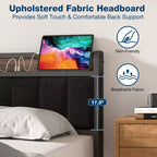 Lusimo Cadre de lit Twin XL, Lit plateforme rembourré avec tête de lit de rangement et station de charge