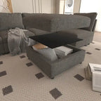 Canapé d'angle modulable 4 places en U gris 123 avec poufs de rangement