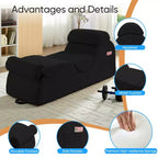 Mjkone Chaise Longue de Yoga en Velours Côtelé, Canapé de Yoga Incurvé avec Appui-Tête/Coussin Lombaire/Repose-Pieds Amovibles, Base Antidérapante