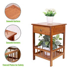 Table d'appoint en bois massif avec rangement