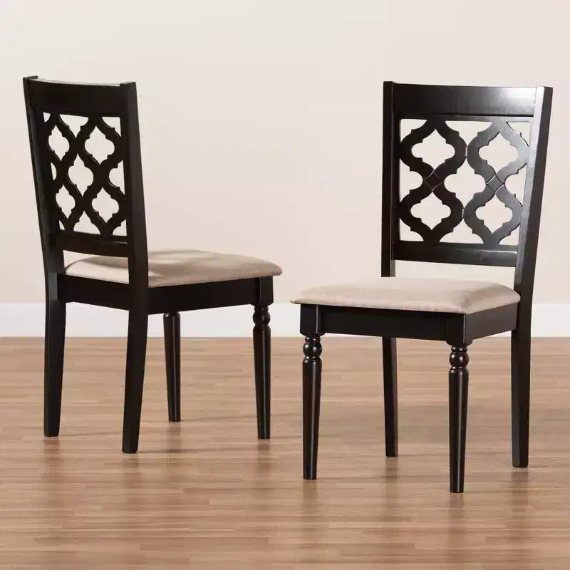 Lot de 2 chaises de salle à manger Ramiro en tissu et bois – Baxton Studio