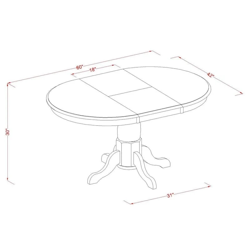 East West Furniture Ensemble de salle à manger 5 pièces - une table à manger ovale et 4 chaises solides, marron selle (options de type de siège)