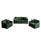 Ensemble de canapé 3 pièces en chenille avec coussins d'accoudoirs et coussins décoratifs, comprenant 2 fauteuils et un canapé 2 places
