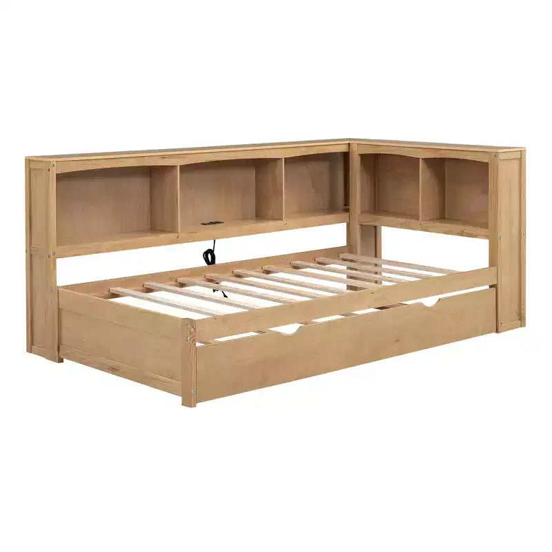 Lit de repos double Whisen Morden Design avec lit gigogne, armoires de rangement et ports USB