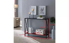 Kings Brand Furniture Table console Kandin moderne avec étagère de rangement, étain/verre noir - Idéale pour les entrées et les salons