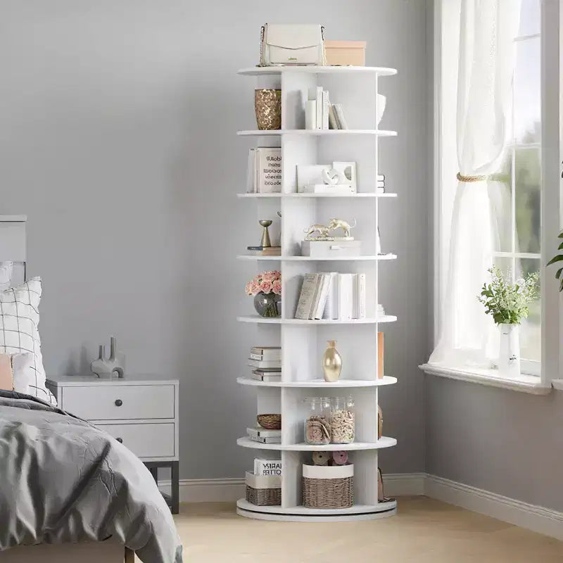 Tour de rangement pour chaussures rotative à 7 niveaux, organisateur de chaussures sur pied, présentoir à chaussures vertical rotatif à 360°, support de rangement rond pour chaussures