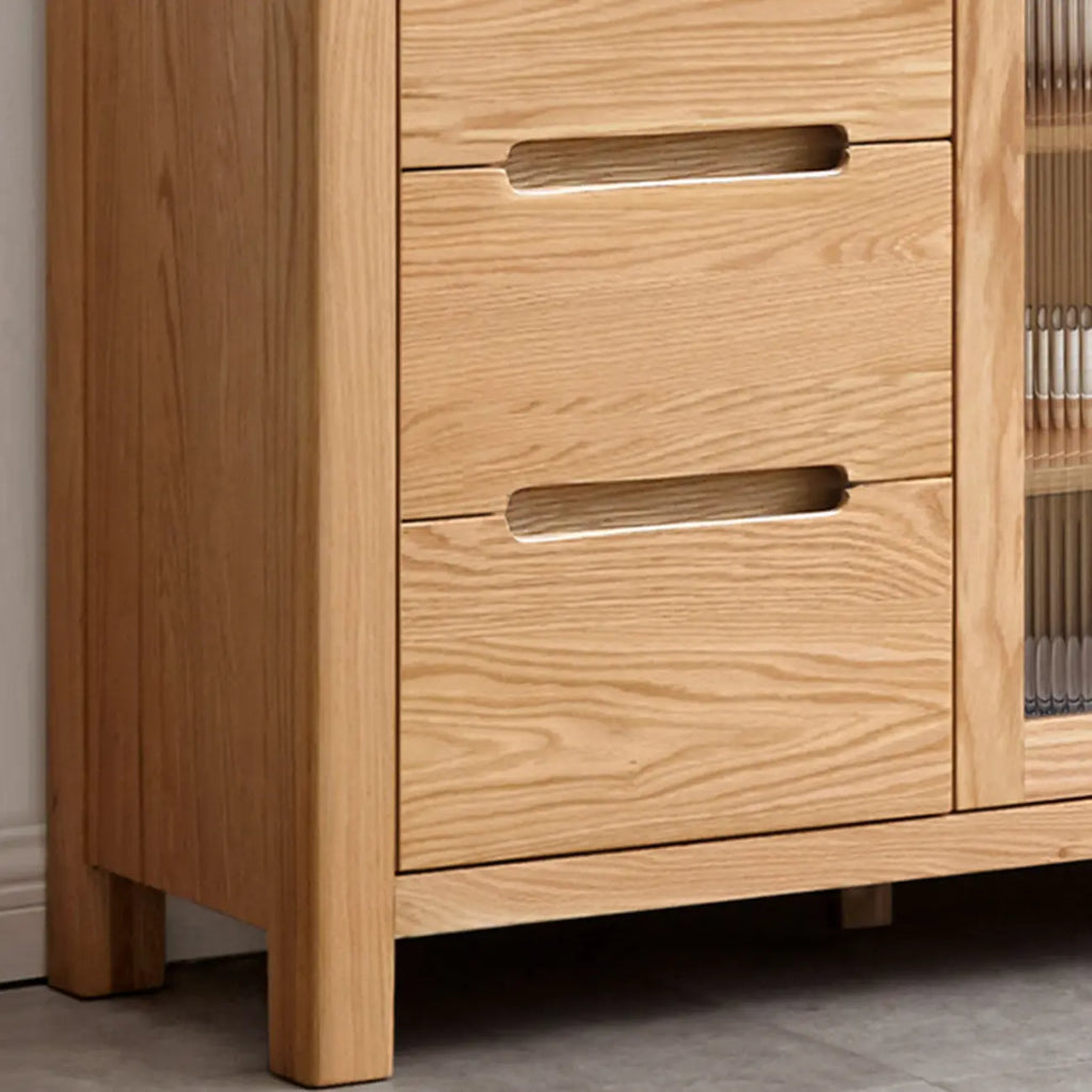 Buffet moderne en bois avec étagères et tiroirs