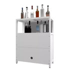 MAYEERTY Grand meuble de rangement en bambou blanc pour salle de bain et salon avec étagères 1 pièce