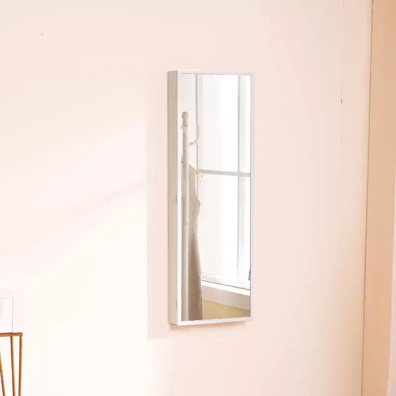 Meuble à bijoux avec miroir VEVOR, armoire à bijoux verrouillable de 108 cm de haut avec miroir pleine longueur, miroir à bijoux mural ou à suspendre à la porte, blanc