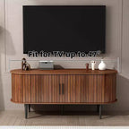 JVNOXK 55 Table de Console TV Moderne avec Compartiment de Rangement et Porte Coulissante - Meuble TV-Hifi Noyer pour Salon, Chambre, Bureau