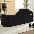 Mjkone Chaise Longue de Yoga en Velours Côtelé, Canapé de Yoga Incurvé avec Appui-Tête/Coussin Lombaire/Repose-Pieds Amovibles, Base Antidérapante
