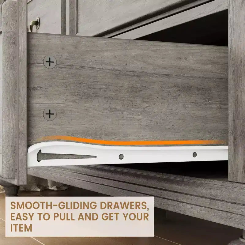 Commode de Ferme à 9 Tiroirs pour Chambre à Coucher, Large Commode Rustique en Bois de 47" avec 9 Tiroirs et Poignées en Métal, Grand Organiseur de Rangement