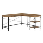 Bureau d'ordinateur d'angle en métal de 59 pouces Haley Farmhouse avec ports USB par Furniture of America