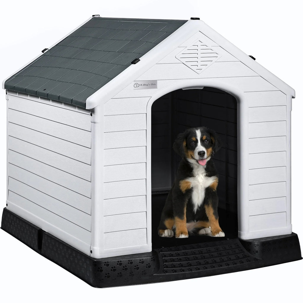 Niche pour chien en plastique BOSSIN, pour chiens de petite à grande taille, abri isolé intérieur/extérieur avec plancher surélevé