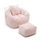 Fauteuil d'appoint en tissu Teddy Plush FurnitureR avec pouf, ensemble fauteuil de salon confortable et ottoman pour salon, chambre ou coin lecture
