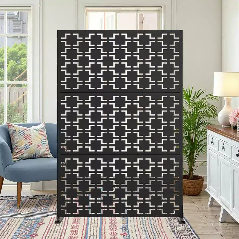 Écran de séparation carré noir en tôle galvanisée de 71,37x46,8x15,6 pouces – Matériau durable pour cloisons intérieures