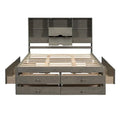 Lit plateforme King Size avec tête de lit de rangement et 8 tiroirs