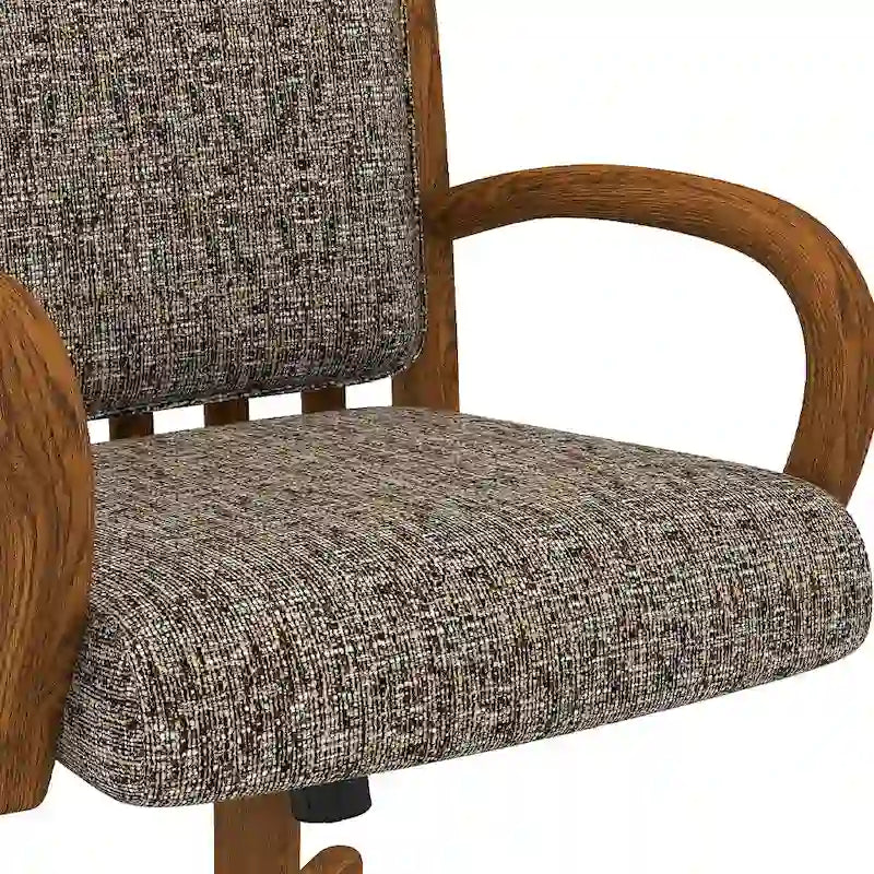 Chaise de salle à manger à roulettes Chromcraft Darell, finition châtaignier