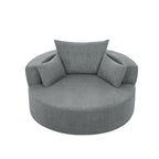 Fauteuil baril accent en chenille, Fauteuil de salon, Fauteuil rond avec base pivotante à 360 degrés et 3 coussins amovibles