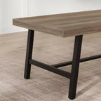 Table de cuisine longue en bois de 70,87 po avec cadre en métal robuste et finition poirier pour dîner, cuisine, salle à manger