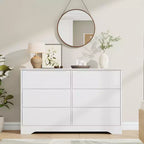 Commode haute et moderne à 6 tiroirs en bois avec plateau large - Chiffonnier à grande capacité pour Chambre, Salon, Couloir et Rangement de Chambre d'Enfant