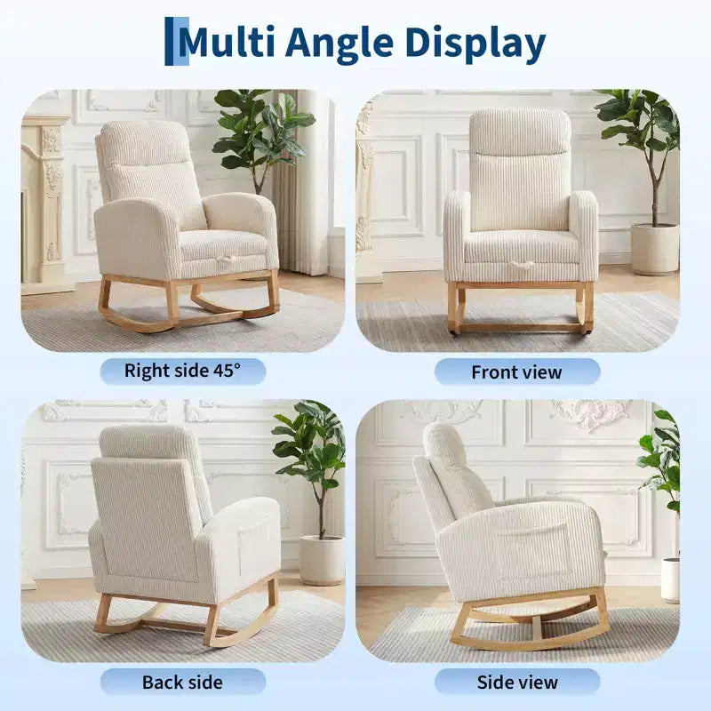 Fauteuil à bascule pour chambre d'enfant, Fauteuils à bascule d'allaitement avec repose-pieds, Fauteuil inclinable à bascule confortable avec pochette latérale, pour salon, chambre à coucher