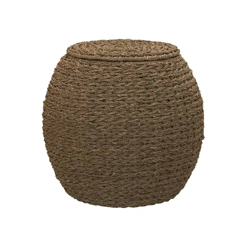 Table d'appoint en osier tissé à la main avec panier de rangement - 17,0 long. x 17,0 larg. x 19,0 haut.