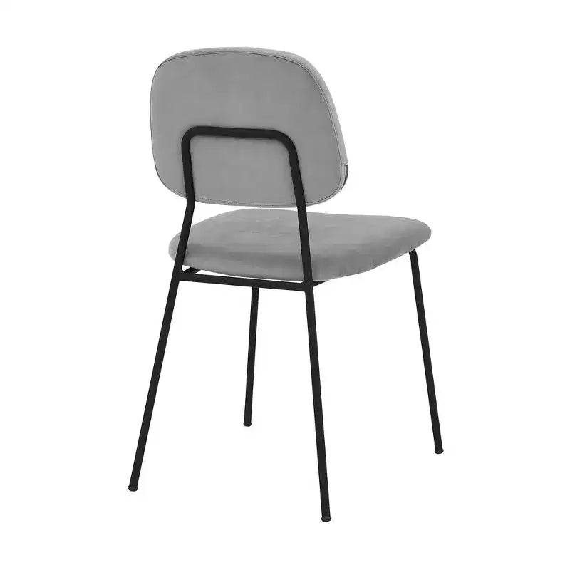 Armen Living, Chaises de salle à manger Lucy en velours gris et métal - Lot de 2