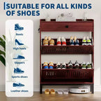 Meuble à chaussures moderne avec 2 tiroirs basculants et grand tiroir, organisateur de chaussures en bois avec étagère réglable, rangement à chaussures caché pour entrée, salon