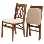 Chaises pliantes en bois Stakmore à dossier ajouré avec siège rembourré, bois de noyer, lot de 2