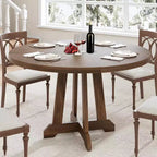 Table à manger ronde pour 4 personnes, table de cuisine en bois de 119 cm avec pieds à tenons, table circulaire, table de salle à manger, cuisine