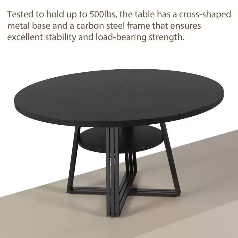 Table à manger ronde pour 4-6 personnes, table de cuisine de style ferme de 120 cm avec rangement, tables à dîner circulaires pour la cuisine, la salle à manger, le salon, la salle de réunion