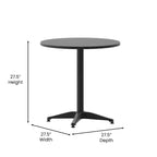 Table d'intérieur/extérieur en aluminium à plateau lisse de 27,5 po avec base