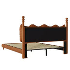Cadre de lit Queen/King en cuir PU avec tête de lit capitonnée ondulée, de style moderne du milieu du siècle et vintage, Café - ModernLuxe