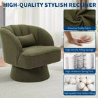 Fauteuil crapaud moderne, pivotant à 360°, avec dossier rayé incurvé et assise large et rembourrée, adapté aux salons, chambres à coucher.