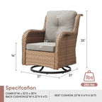 Chaises longues à bascule d'extérieur en osier Gymojoy avec base pivotante (lot de 2)
