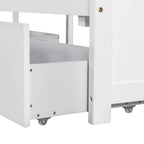 Lit plateforme en L moderne blanc de taille double avec lit gigogne et tiroirs pour chambre à coucher