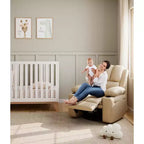 Fauteuil inclinable pour adultes, fauteuil inclinable manuel à bascule en similicuir, fauteuil inclinable pivotant à 360 degrés avec poche latérale, fauteuil inclinable simple, beige