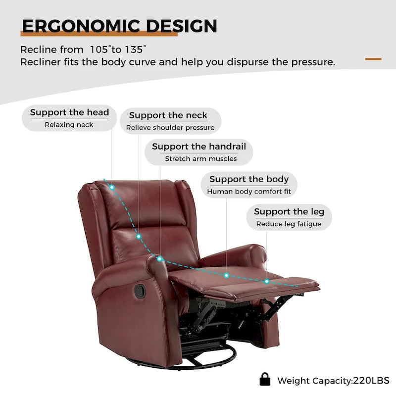 Fauteuil inclinable pivotant en similicuir Baksoho pour chambre de bébé avec base en métal, lot de 2 par HULALA HOME