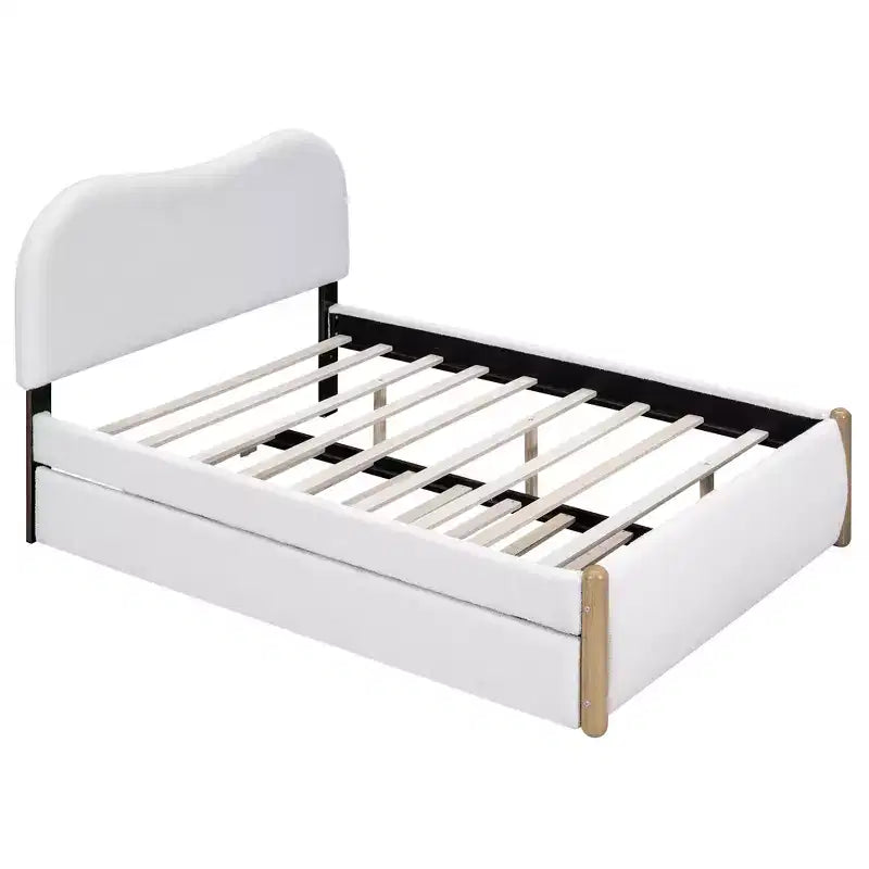 Cadre de lit plateforme rembourré pleine/double avec lit gigogne double – HABITRIO