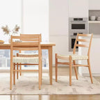 TUYOHW Lot de 2 Chaises de Salle à Manger Style Ferme Moderne du Milieu du Siècle, Chaises de Salle à Manger avec Assise en Corde Tressée et Cadre en Métal Robuste