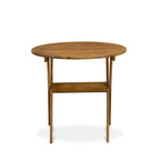 East West Furniture Ensemble Bistro de conversation d'extérieur comprenant une table basse ronde en bois et 2 chaises pliantes, Huile naturelle