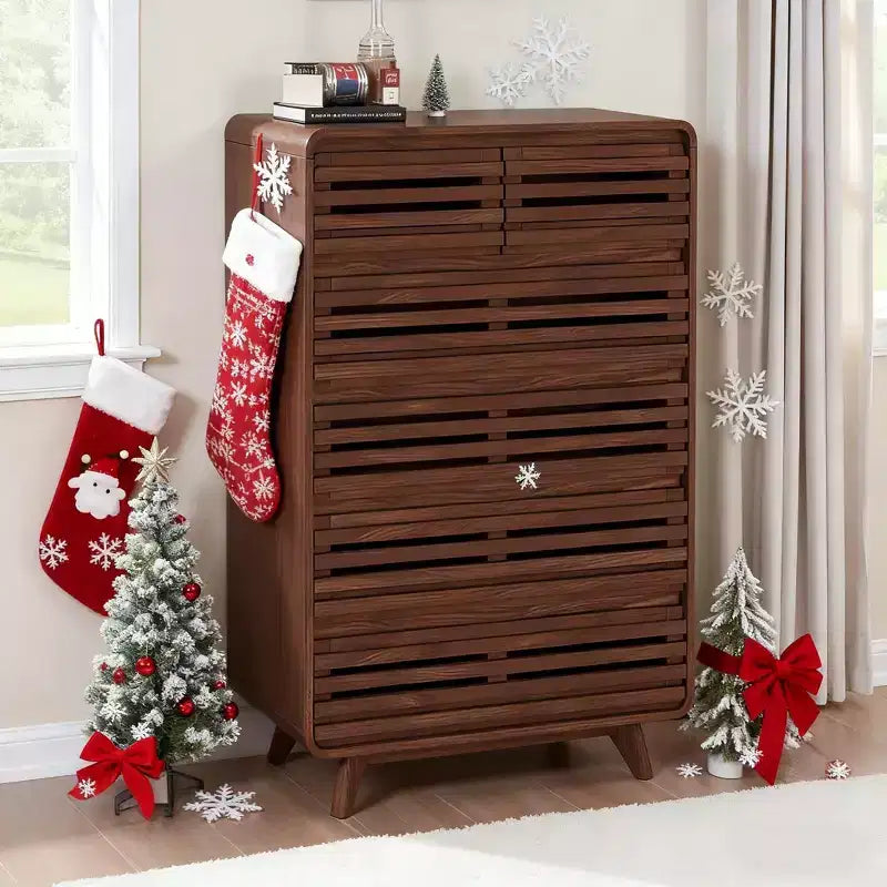 Commode haute SOLACE FURNITURE à 6 tiroirs, commodes avec grille et design incurvé