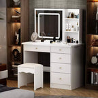 Famapy 39,4W Coiffeuse Miroir avec Tabouret et Tiroirs de Rangement